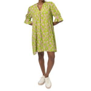 NEW AREA STARS floral v-neck short dress in green
